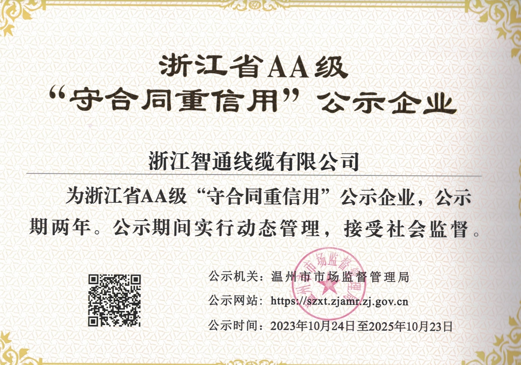 重合同守信用證書AA